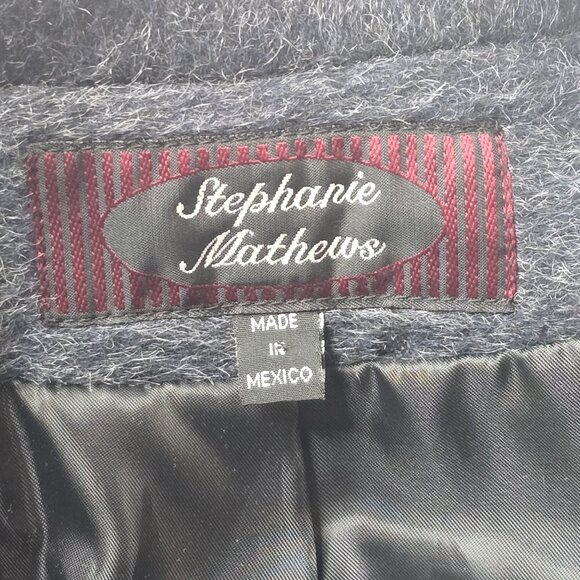 Stephanie Mathews Vintage Womens Size 12 Gray Wool & Mohair Blend Long Coat - Picture 4 of 10